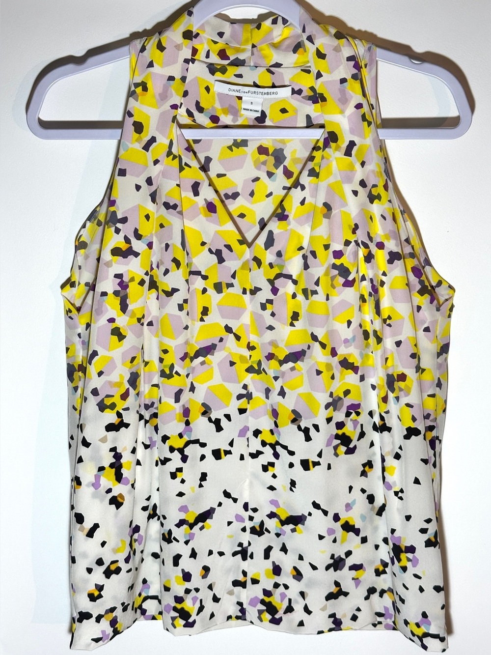 Diane von Furstenberg Yellow Abstract Print Sleeveless Top